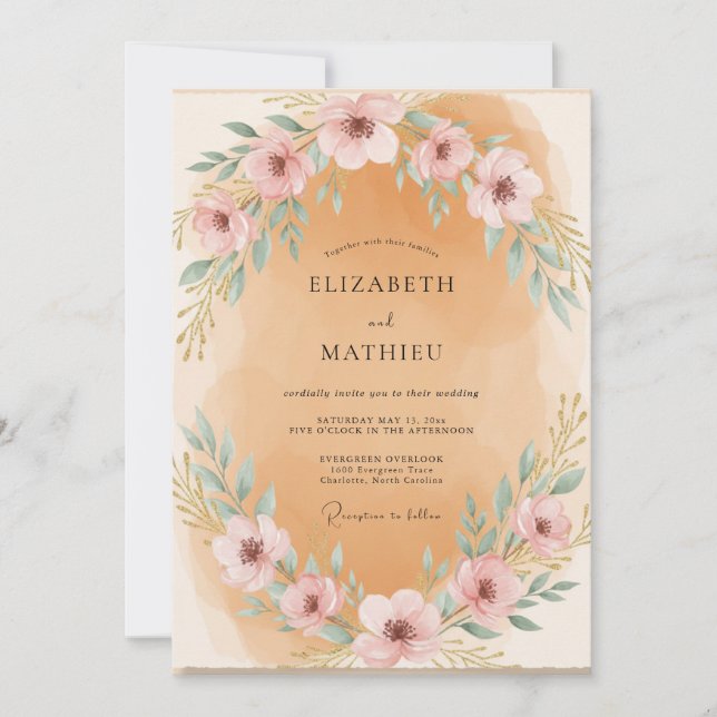 Invitation Couronne de mariage Champagne Soft Gold (Devant)