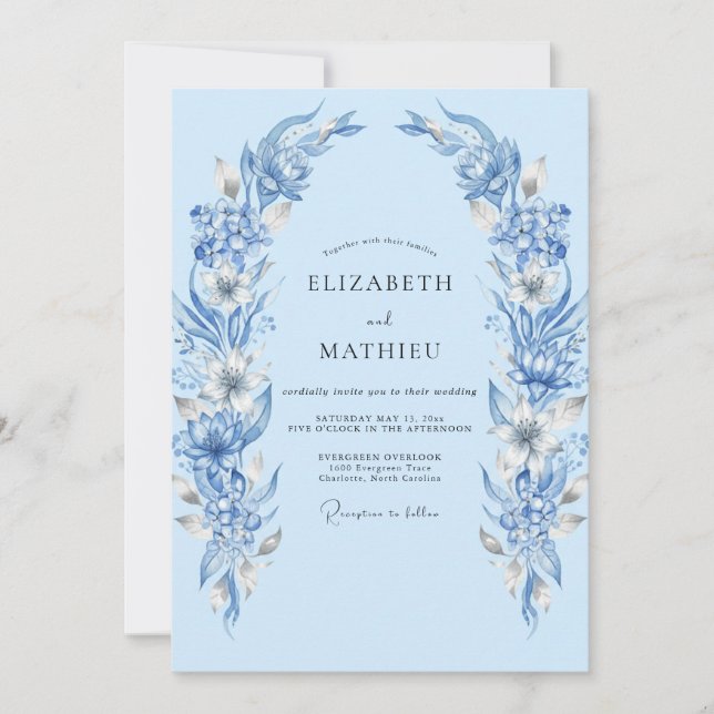 Invitation Couronne de mariage Ciel de Bleuet (Devant)
