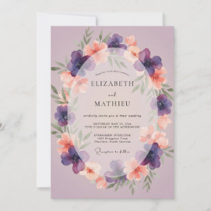Invitation Couronne de mariage Corail Améthyste