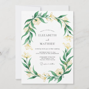 Invitation Couronne de mariage Cream Émeraude