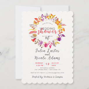 Invitation Couronne de mariage de douche bohème sauvage de fl