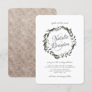Invitation Couronne de mariage de feuilles de verdure vintage