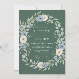 Invitation Couronne de mariage de fleurs de sauge