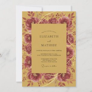 Invitation Couronne de mariage de pivoine moutarde douce