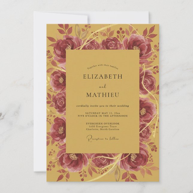 Invitation Couronne de mariage de pivoine moutarde douce (Devant)
