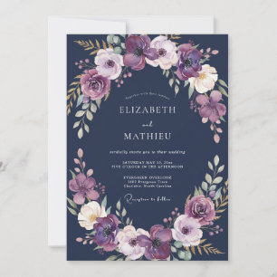 Invitation Couronne de mariage de prune d'améthyste éclairée 