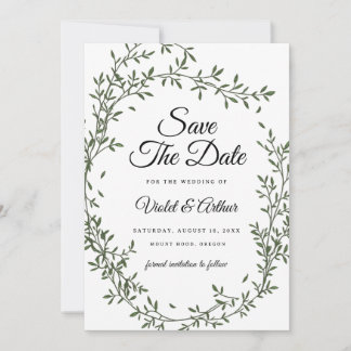 Invitation Couronne de mariage de sauge botanique, Économisez