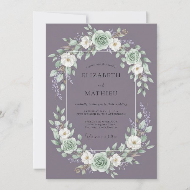 Invitation Couronne de mariage de succulentes mauve doux (Devant)