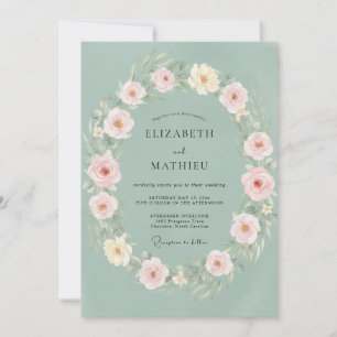 Invitation Couronne de mariage délicate vert sauge