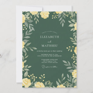 Invitation Couronne de mariage dorée moussue