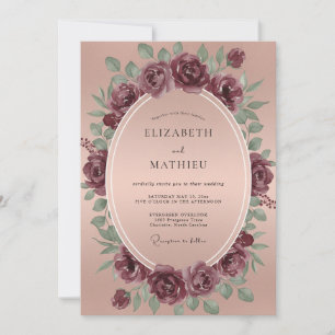 Invitation Couronne de mariage Dusty Mauve Plum