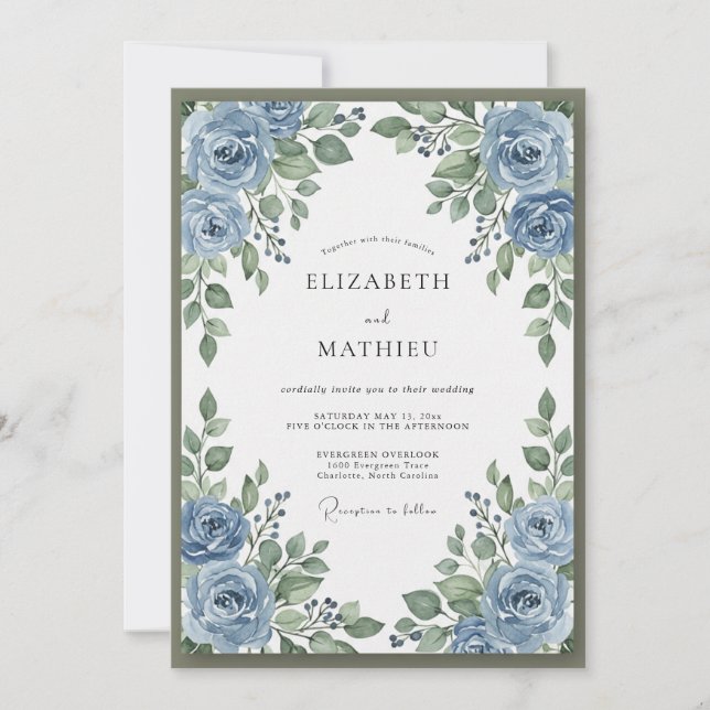 Invitation Couronne de mariage en acier Bohème Pérywinkle (Devant)