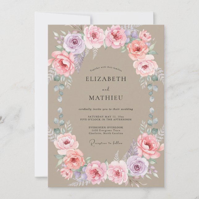 Invitation Couronne de mariage en améthyste de sable (Devant)