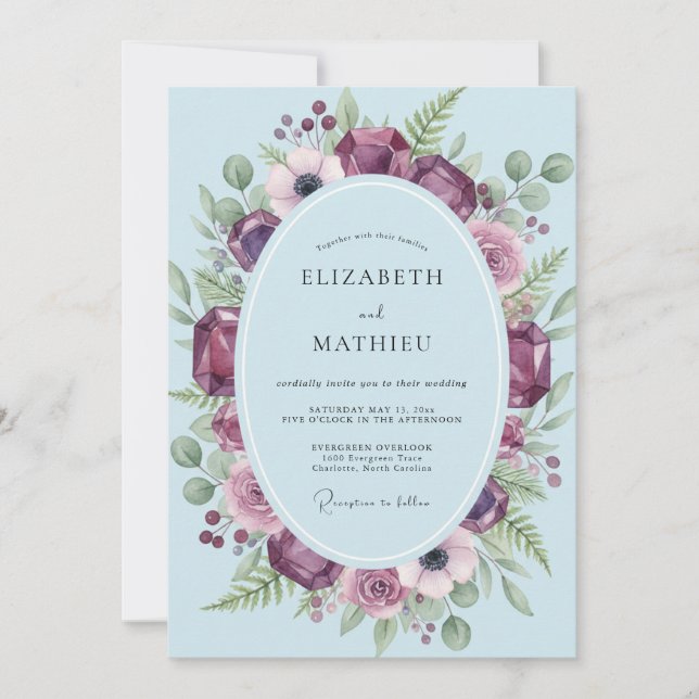 Invitation Couronne de mariage en Améthyste prune (Devant)