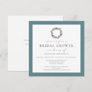 Invitation Couronne de mariage en aquarelle vert sauge rose F