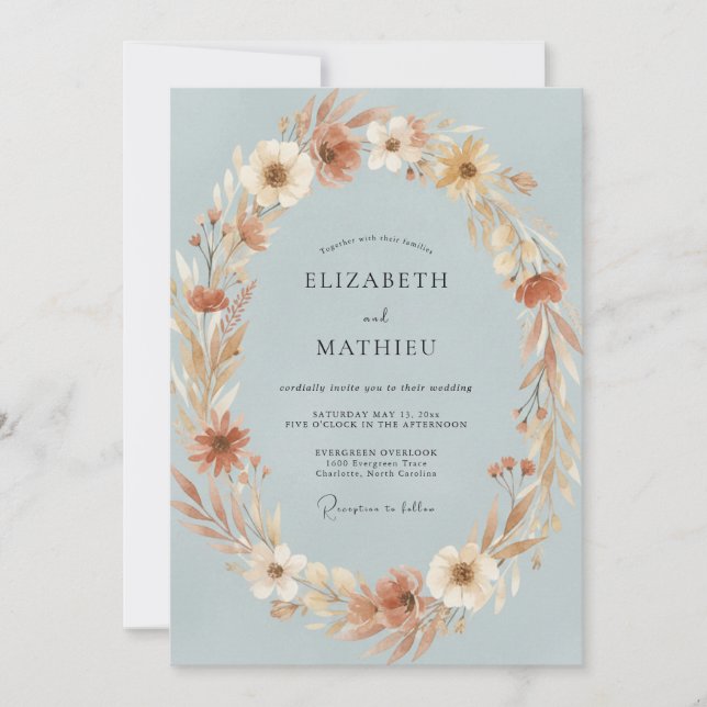 Invitation Couronne de mariage en ardoise d'argile (Devant)