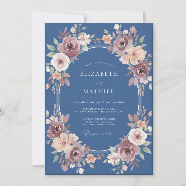 Invitation Couronne de mariage en ardoise mauve (Devant)