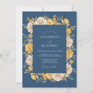 Invitation Couronne de mariage en ardoise moutarde
