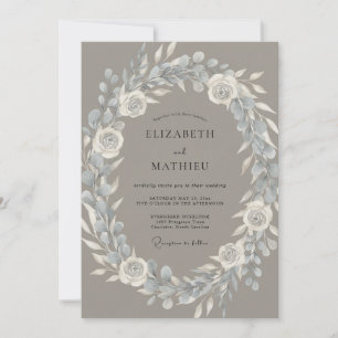 Invitation Couronne de mariage en ardoise taupe