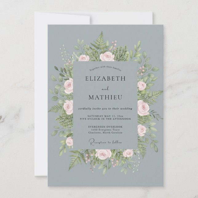 Invitation Couronne de mariage en cendres d'acier (Devant)