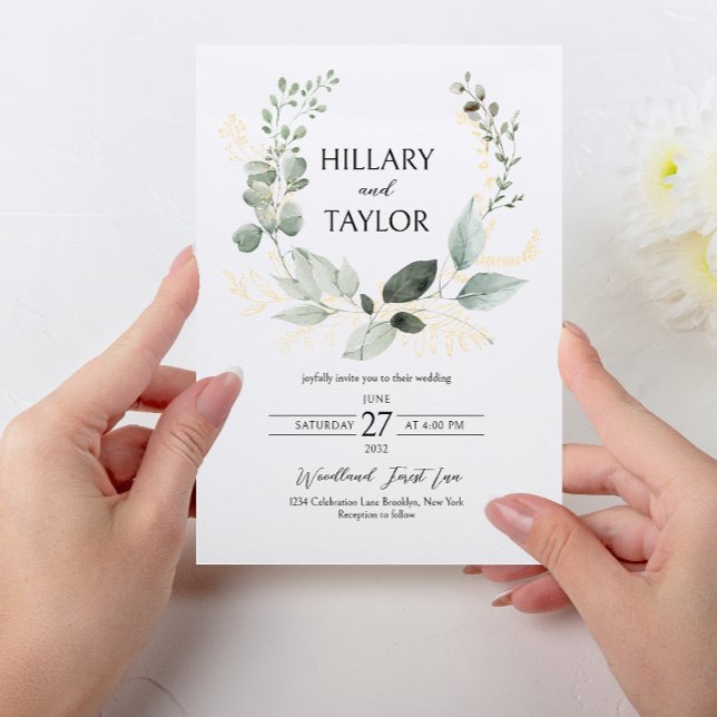 Invitation Couronne de mariage en eucalyptus botanique (Créateur téléchargé)