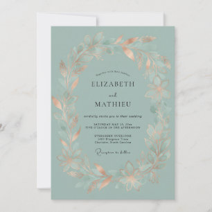 Invitation Couronne de mariage en feuillage de cuivre
