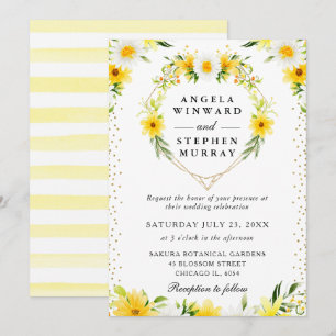 Invitation Couronne de mariage en forme de cœur avec des pâqu