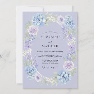 Invitation Couronne de mariage en hortensia bleu pervenche pr