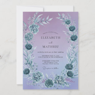 Invitation Couronne de mariage en lilas d'acier