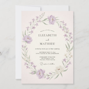 Invitation Couronne de mariage en lilas doux