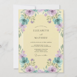 Invitation Couronne de mariage en lilas poussiéreux beurré
