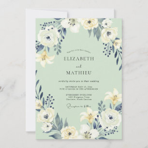 Invitation Couronne de mariage en menthe ardoise