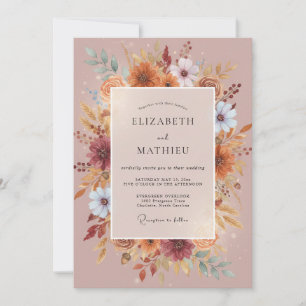 Invitation Couronne de mariage en ocre argileux