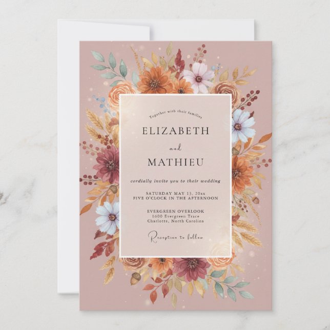 Invitation Couronne de mariage en ocre argileux (Devant)