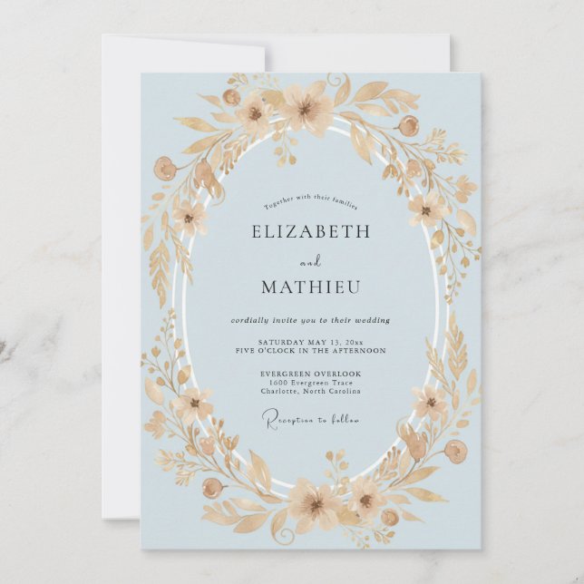 Invitation Couronne de mariage en or Champagne (Devant)