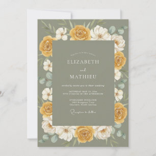 Invitation Couronne de mariage en or moutarde