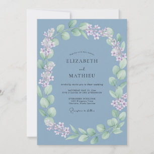 Invitation Couronne de mariage en pervenche d'acier
