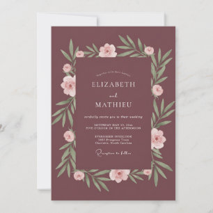 Invitation Couronne de mariage en prune poussiéreuse douce