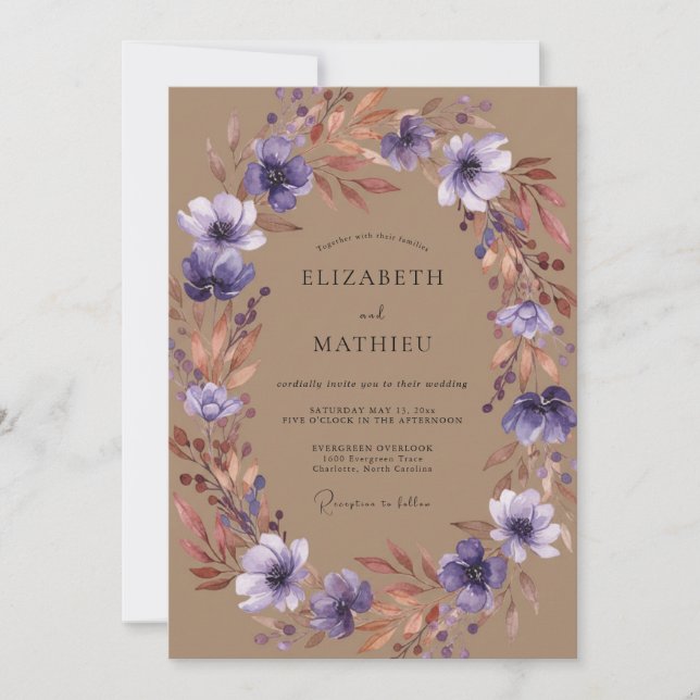 Invitation Couronne de mariage en terre cuite améthyste (Devant)