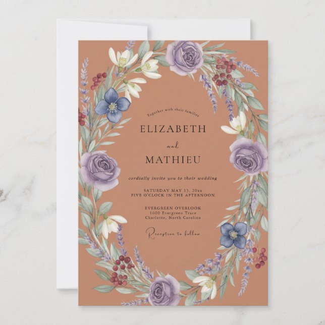 Invitation Couronne de mariage en terre cuite améthyste (Devant)