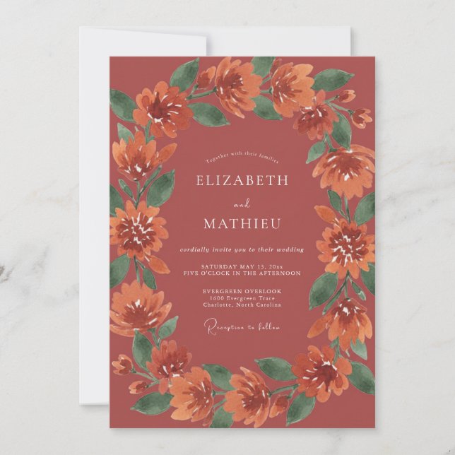 Invitation Couronne de mariage en terre cuite cuivrée (Devant)