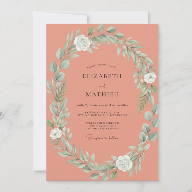 Invitation Couronne de mariage en terre cuite douce (Devant)