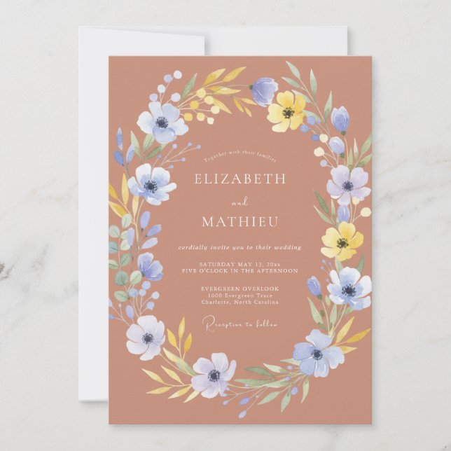 Invitation Couronne de mariage en terre cuite douce et perven (Devant)