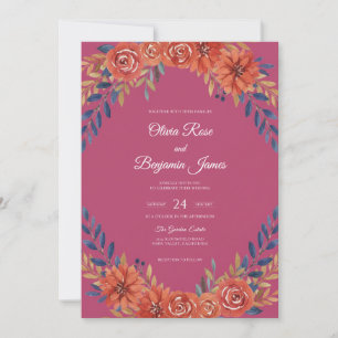 Invitation Couronne de mariage en terre cuite magenta