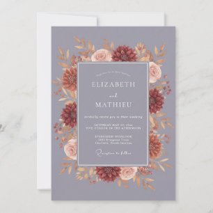 Invitation Couronne de mariage en terre cuite mauve poussiére