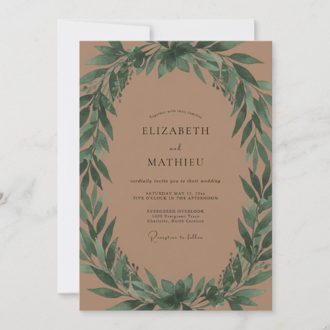 Invitation Couronne de mariage en terre cuite olive (Devant)
