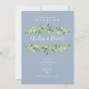 Invitation Couronne de mariage en verdure d'eucalyptus bleu p