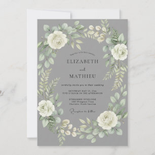 Invitation Couronne de mariage éthérée en ivoire