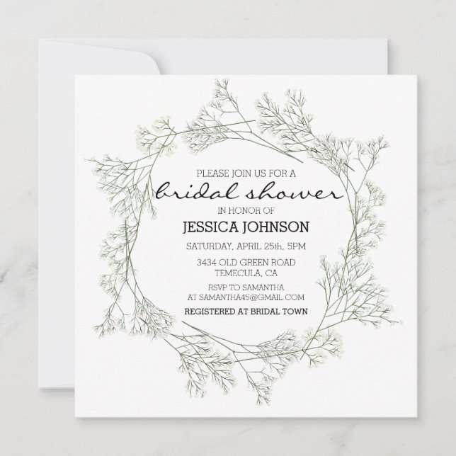 Invitation Couronne de mariage fantaisiste à l'aquarelle avec (Devant)