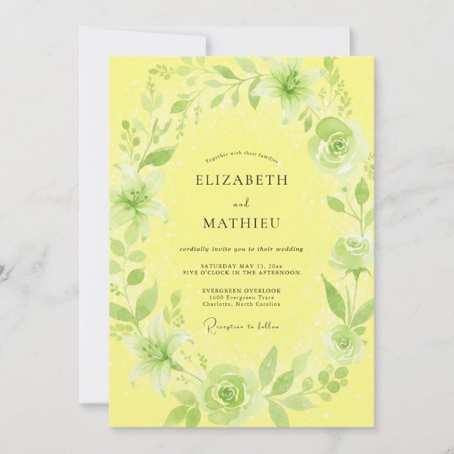 Invitation Couronne de mariage feuille de crème au beurre (Devant)